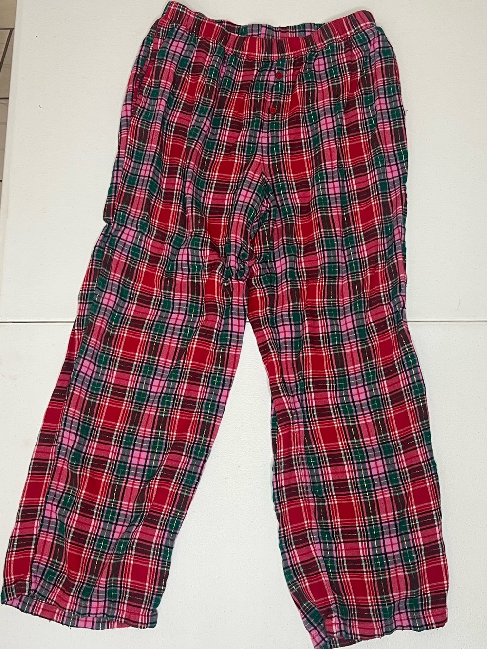 Red & Green Plaid Flannel Lounge Pants Small